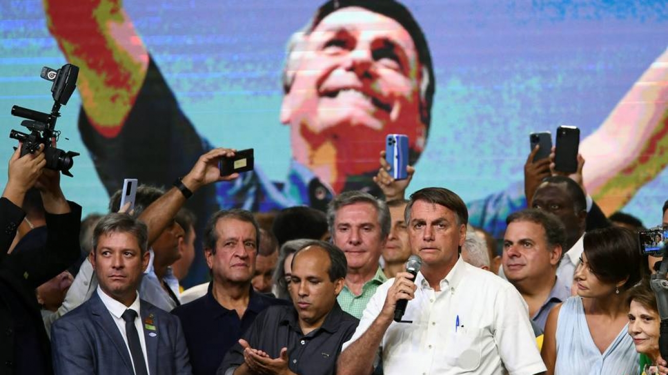 O evento teve tom eleitoreiro e foi marcado por conotação religiosa; para Bolsonaro, a disputa de 2022 é uma 'luta do bem contra o mal'. Foto: Evaristo Sa/AFP