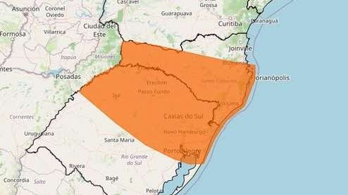 Alerta de perigo para tempestades com granizo e ventos de até 100 km/h
