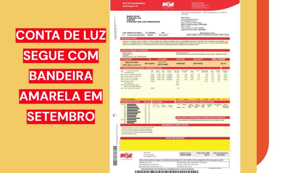 Bandeira tarifária amarela continuará na conta de luz em setembro