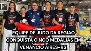 Atletas de judô durante competição em Venâncio Aires, no Rio Grande do Sul
