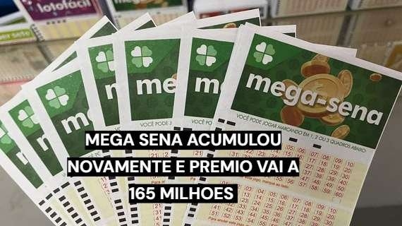 Mega-Sena acumulada com prêmio estimado em R$ 165 milhões