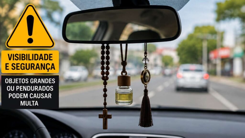 Objetos no retrovisor podem gerar multa quando prejudicam a visibilidade do motorista