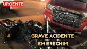 Motoboy fica gravemente ferido em acidente em Erechim