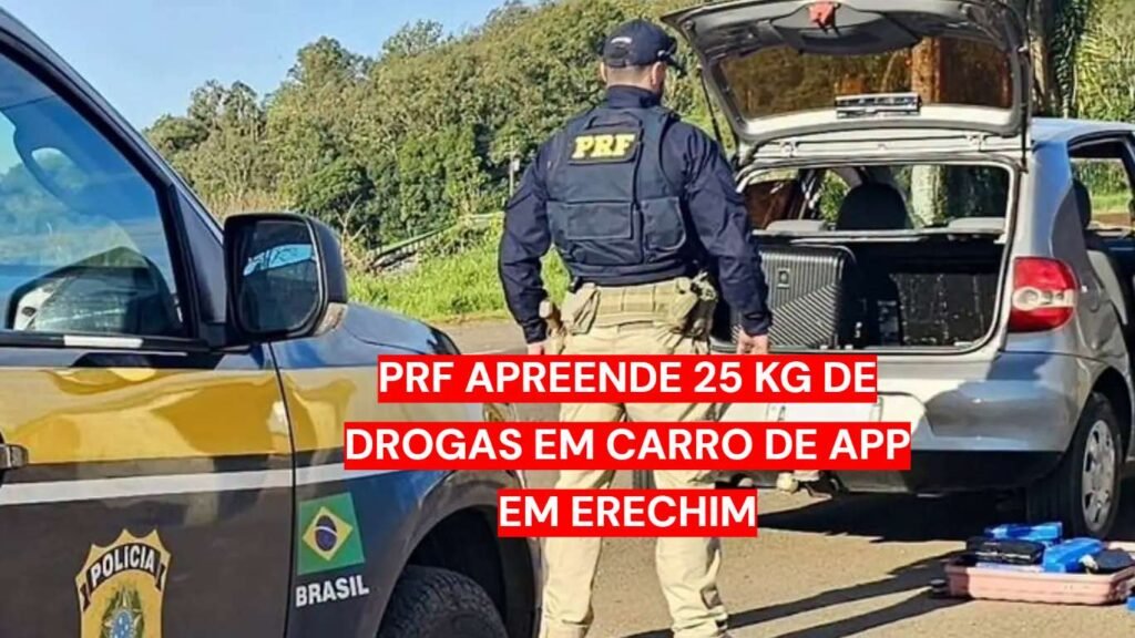 PRF apreende 25 kg de drogas em carro de aplicativo em Erechim