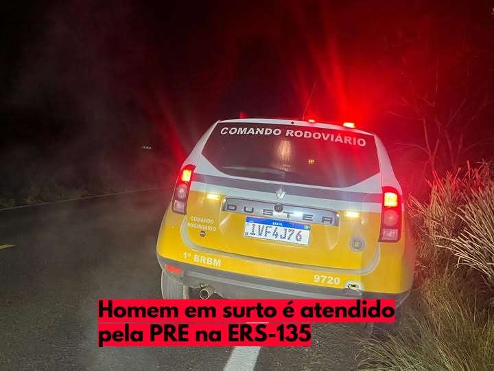 Homem em surto é atendido pela PRE na ERS-135, em Erebango