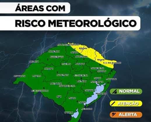 Nuvens carregadas durante a aproximação de temporais no Rio Grande do Sul.