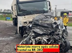 acidente-br-282-xanxere-carro-caminhao