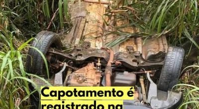 Veículo envolvido em saída de pista com capotamento na ERS-420, em Aratiba
