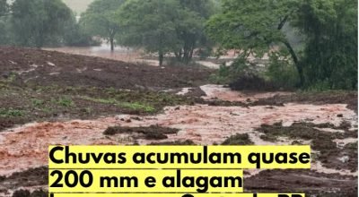 O volume elevado de chuva provocou alagamentos em estradas rurais e áreas agrícolas de Mercedes, no Oeste do Paraná.