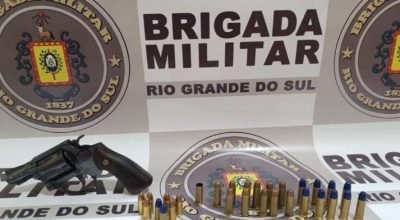 Homem preso por porte ilegal de arma de fogo em Aratiba após apreensão de revólver e munições.