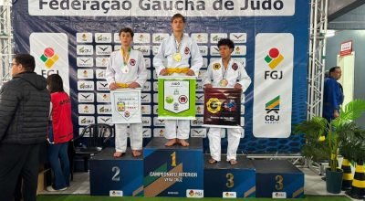 Lucas Stolarski, atleta de judô de Carlos Gomes, durante competição