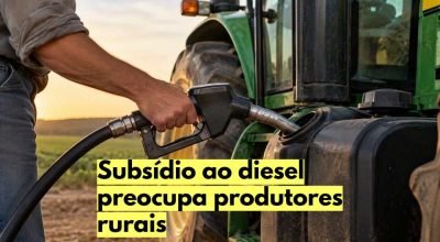 Sugestão: trator agrícola trabalhando em uma propriedade rural, representando a importância do diesel para o campo.