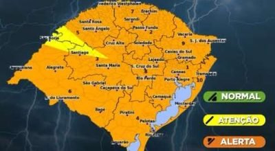 Tempestades podem atingir o Rio Grande do Sul com granizo, chuva intensa e ventos fortes.