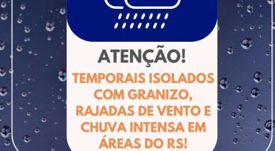 Temporais no RS podem provocar chuva intensa, granizo e rajadas de vento