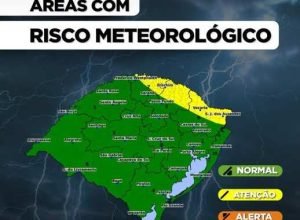 Nuvens carregadas durante a aproximação de temporais no Rio Grande do Sul.